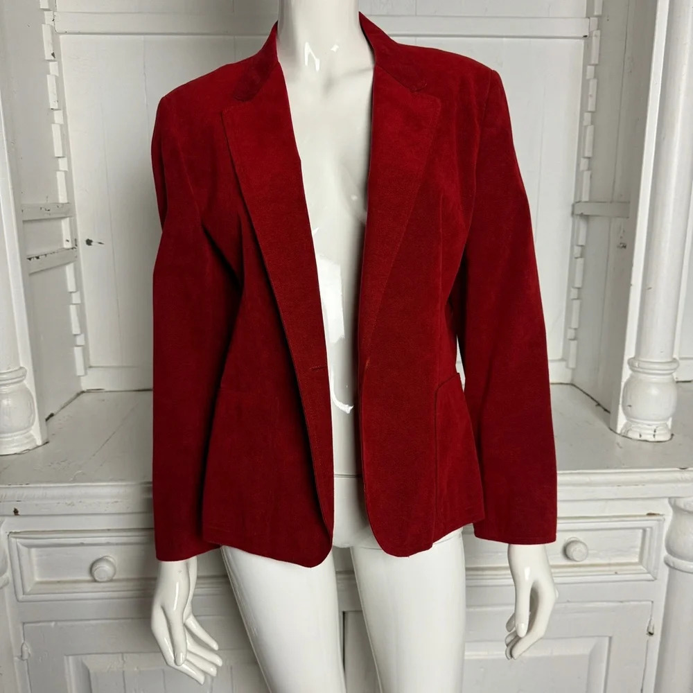 Iconic 80s Bill Blass Ultrasuede Red Blazer